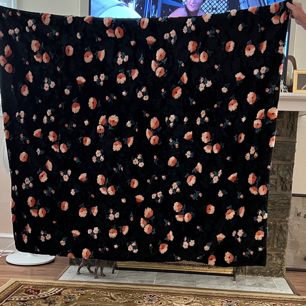 Floral Black Blanket by anthropology, new with ticket